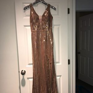 Gold sequin gown with slit from Macy’s